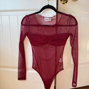 Princess Polly Burgundy Mesh Bodysuit